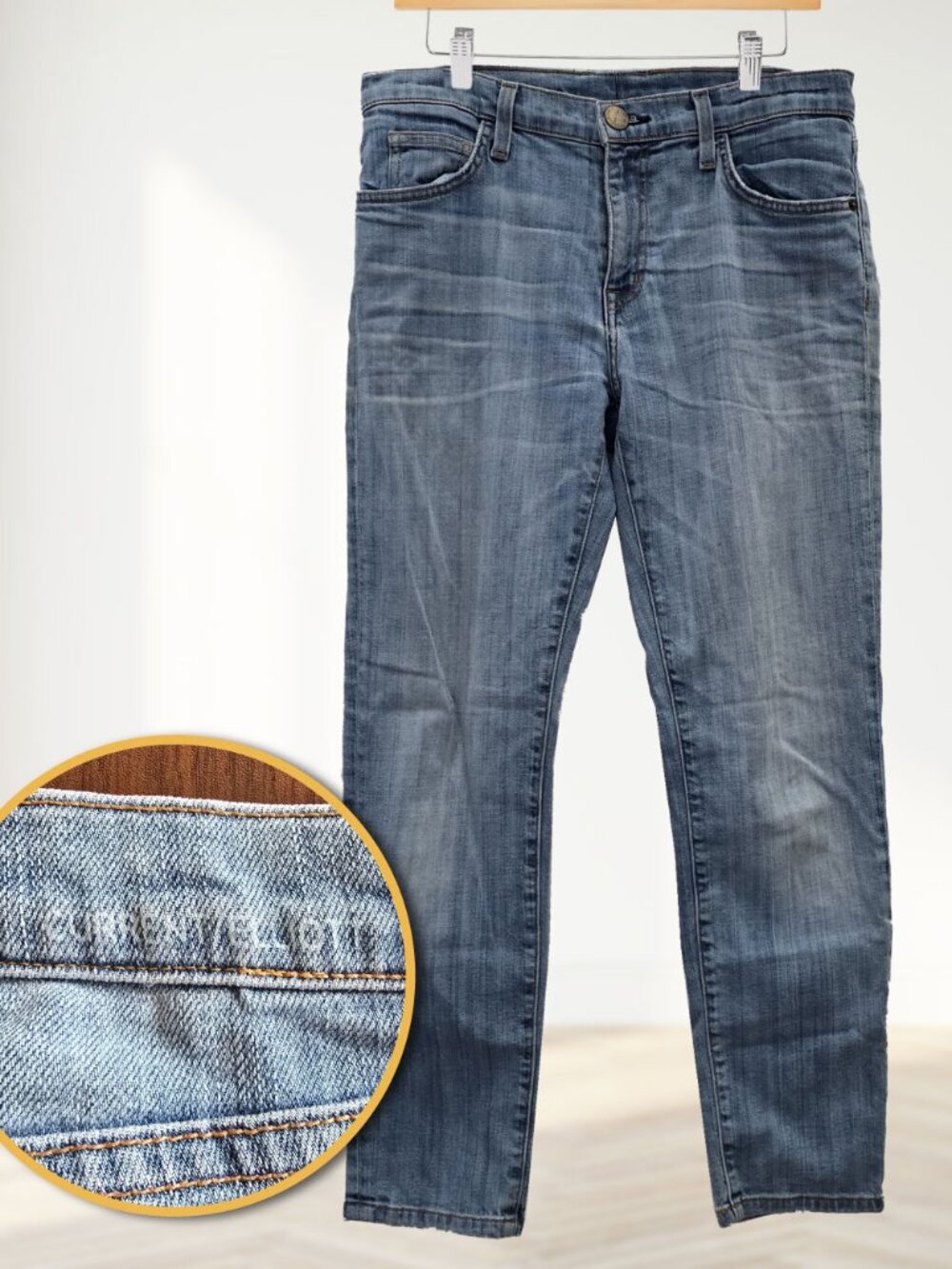 Current/Elliott The Fling Jeans Sz 27 Submarine Wash Straight Leg Boyfriend